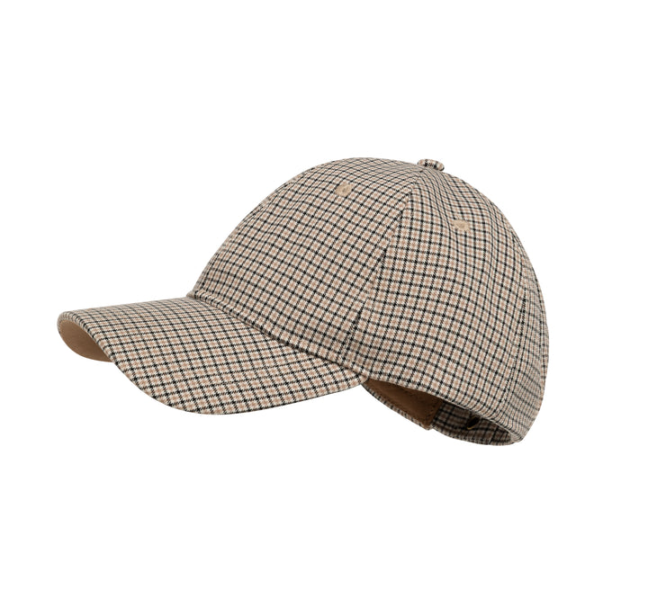 YAYA Cap With Woven Check Pattern - Beige