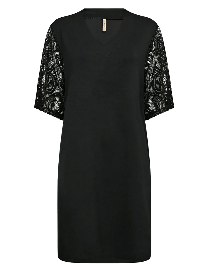 Soyaconcept Banu Midi Dress w/Lace Sleeves - Black