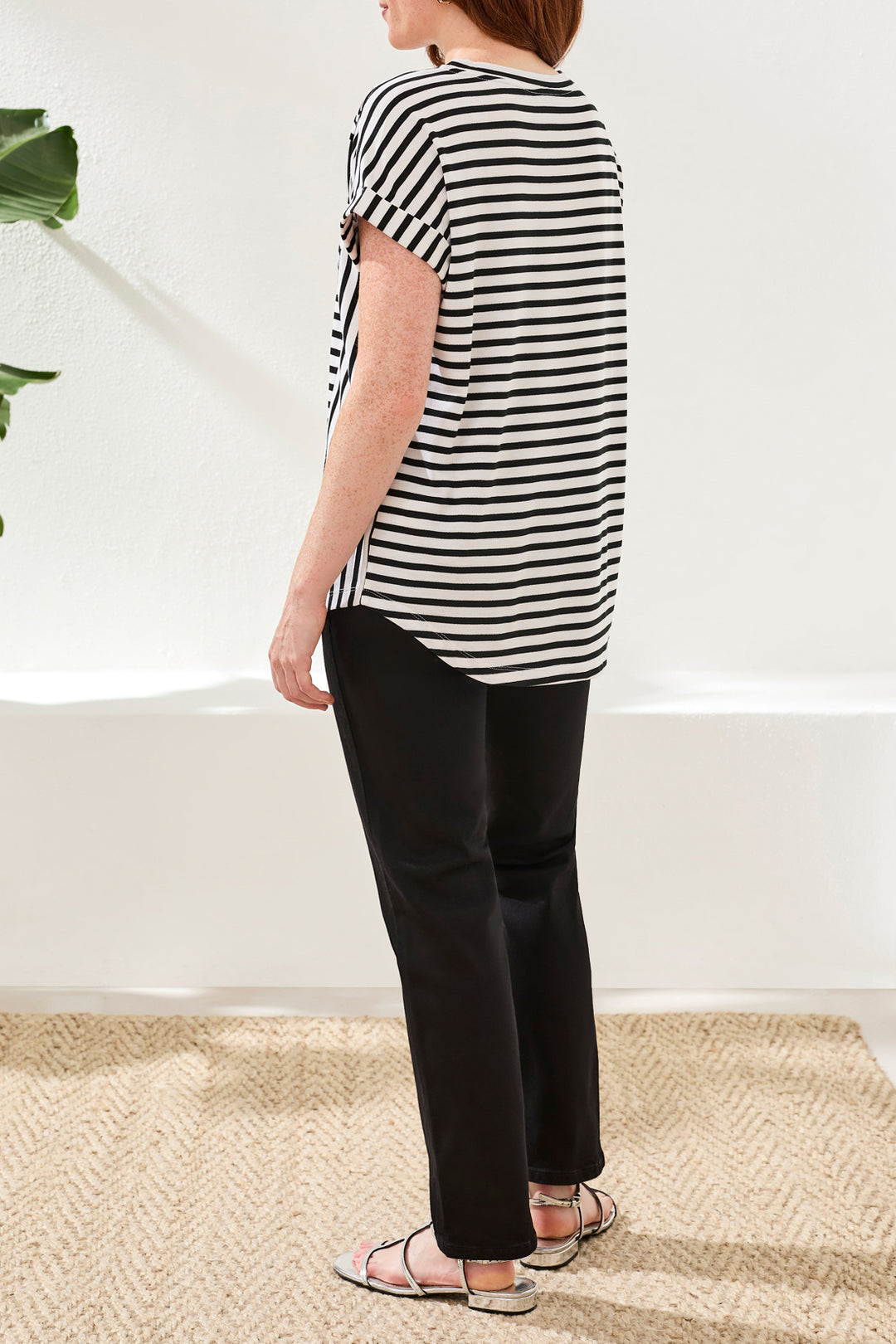 Tribal Cuffed Sleeved Top W/ Inserts - Black