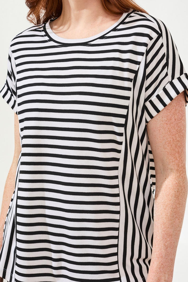 Tribal Cuffed Sleeved Top W/ Inserts - Black