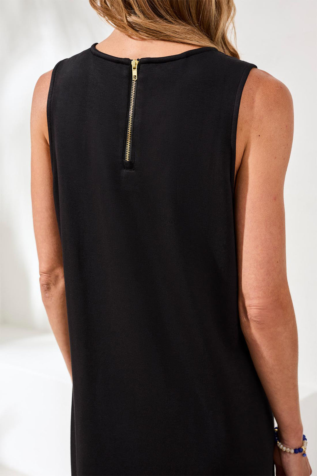 Tribal Shift Dress w/ Back Zipper - Black