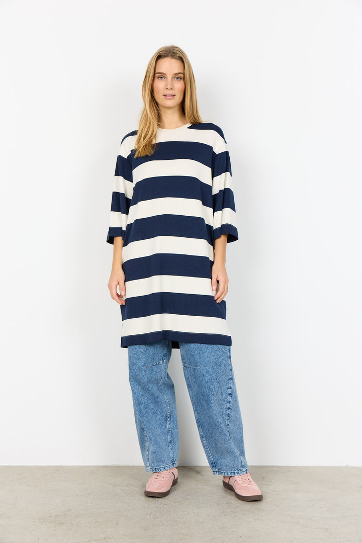 SoyaConcept Barni T-Shirt Dress - Navy Stripe
