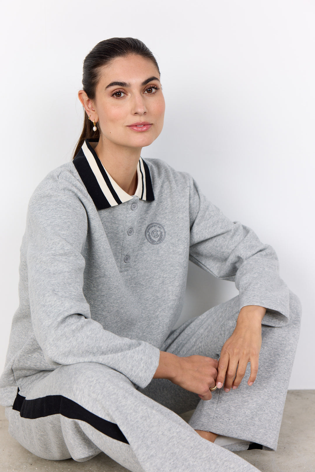 SoyaConcept Angelin Collared Sweatshirt - Grey