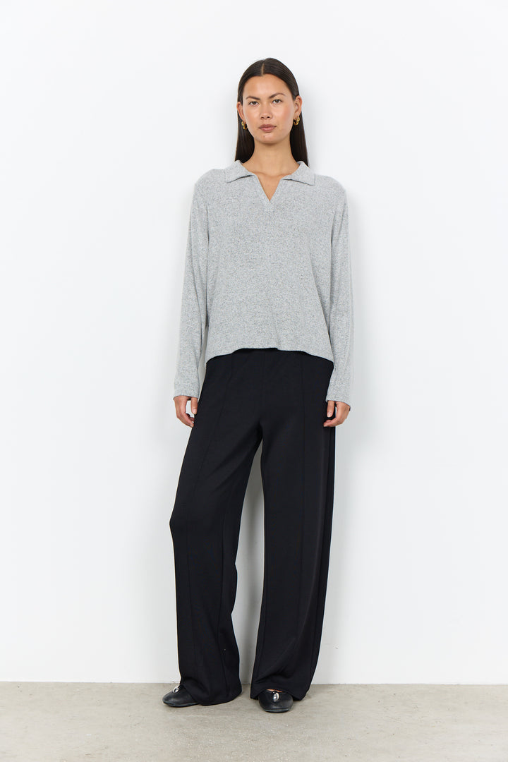Soyaconcept Collared Sweater - Light Grey Melange