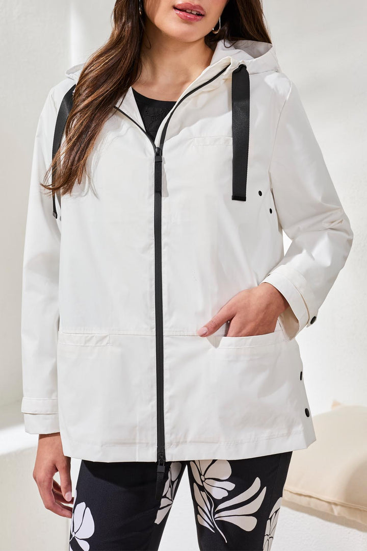 Tribal Raincoat W/ Hood - White