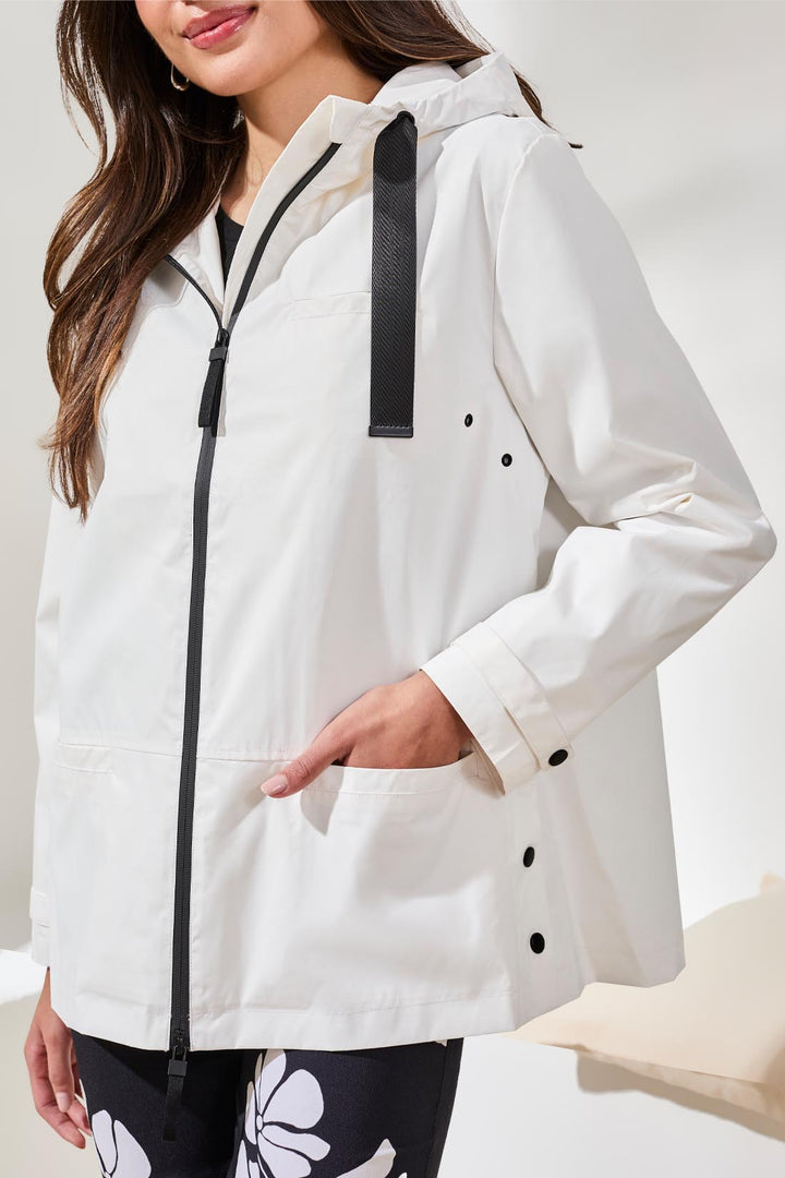 Tribal Raincoat W/ Hood - White