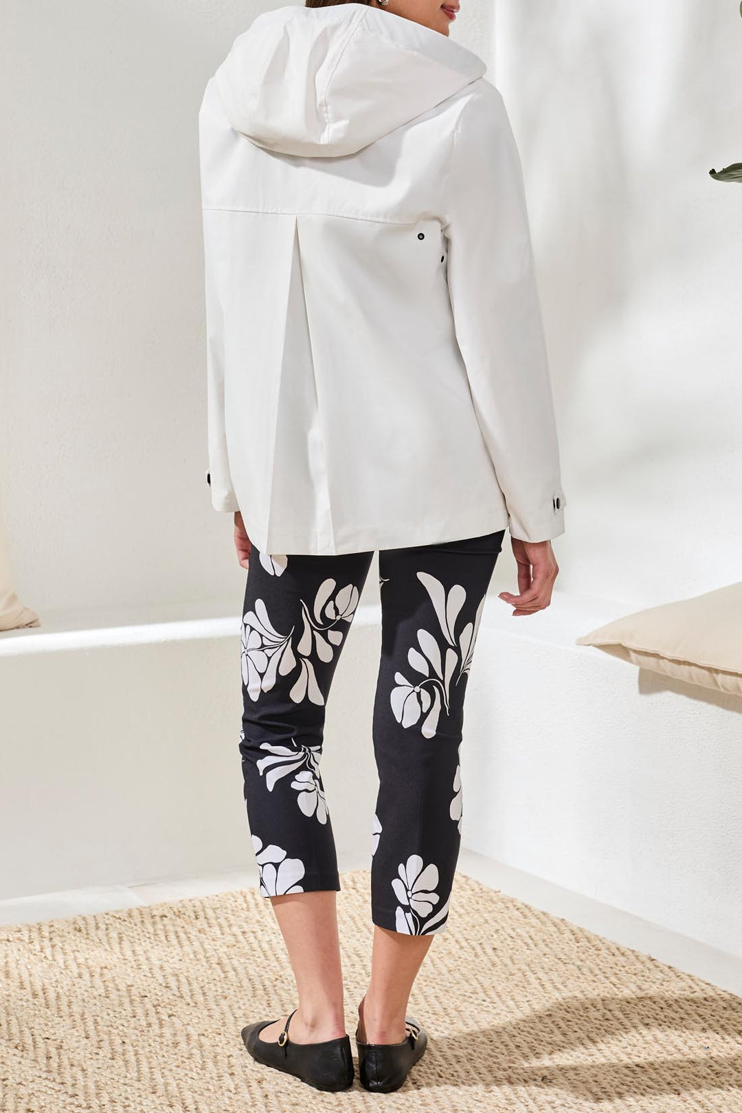 Tribal Raincoat W/ Hood - White