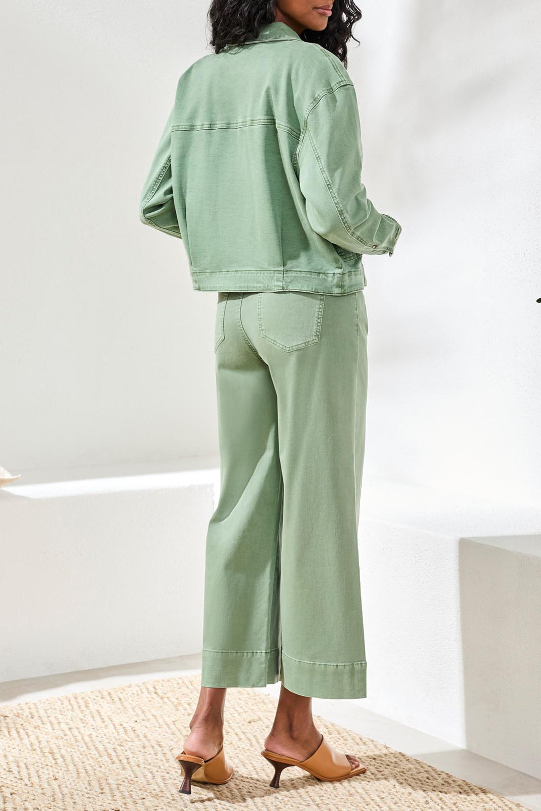 Tribal Button Front Jacket w/ Back Pleats - Moss