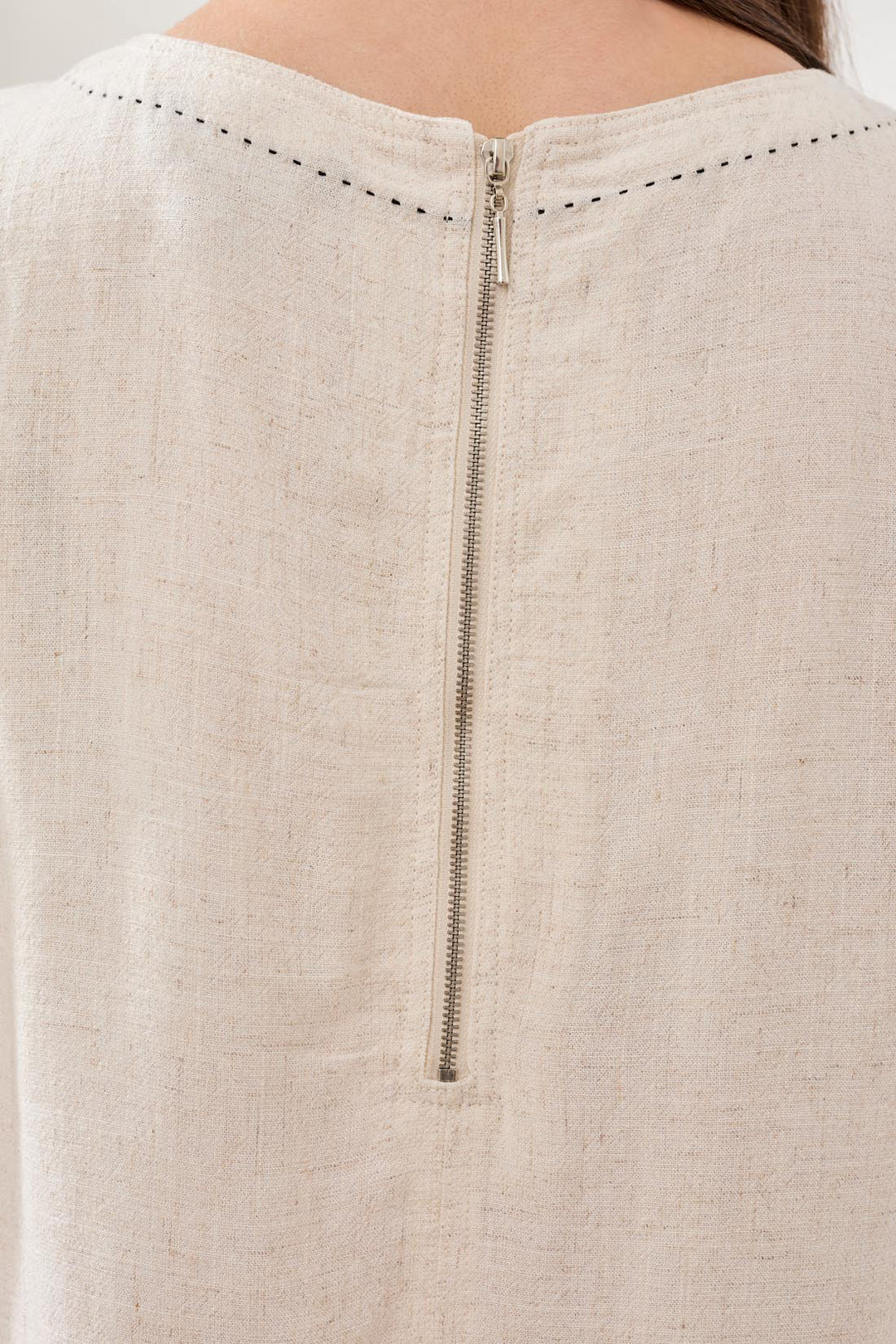 Tribal Sleeveless Dress w/ Saddle Stitch Detail - Canvas