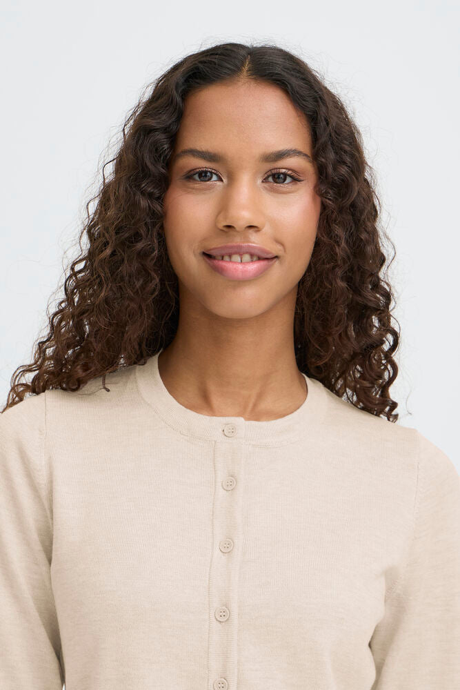 ICHI O-Neck Sweater - Oatmeal Melange