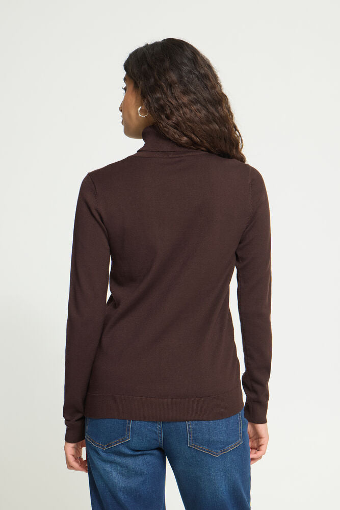 ICHI Luls Turtleneck Sweater - Chocolate Torte