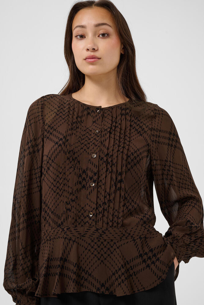 Part Two Cantaline Shirt - Brown Check Print
