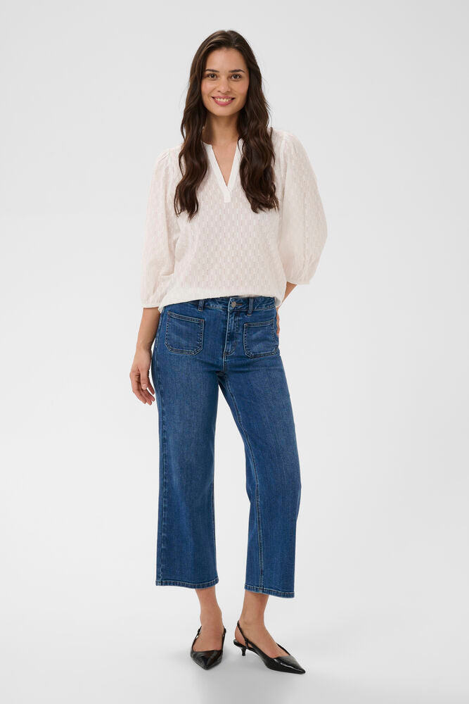 Kaffe Brook Cropped HW Jeans - Medium Blue Denim