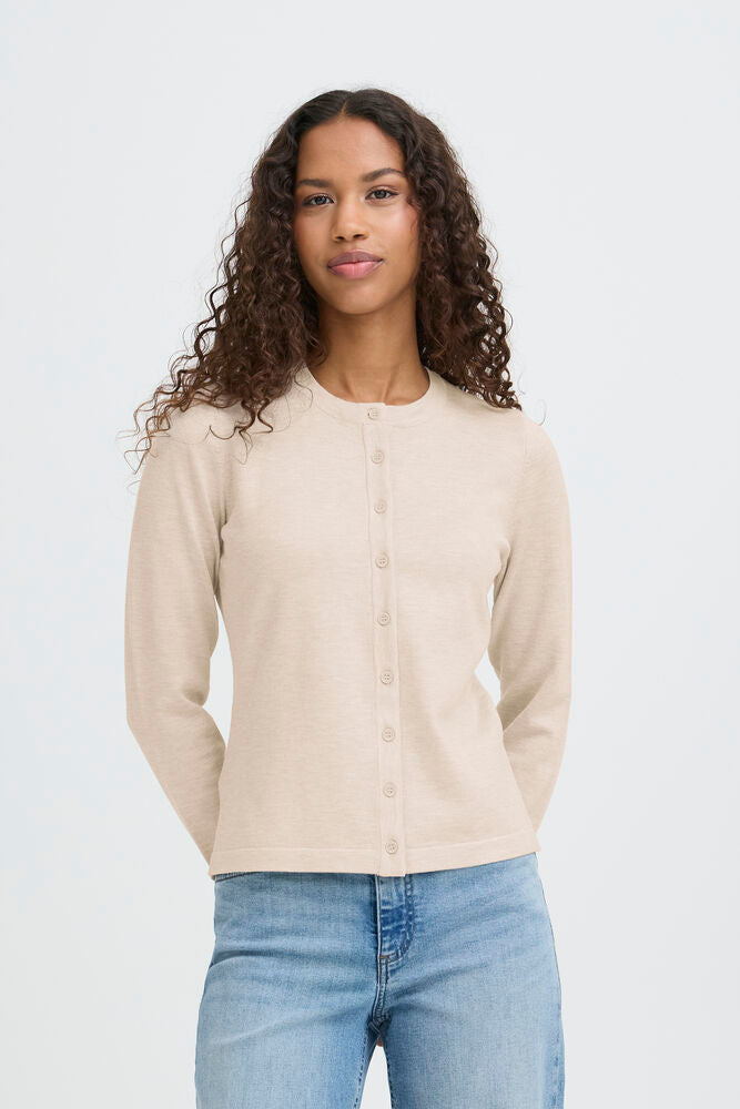 ICHI O-Neck Sweater - Oatmeal Melange