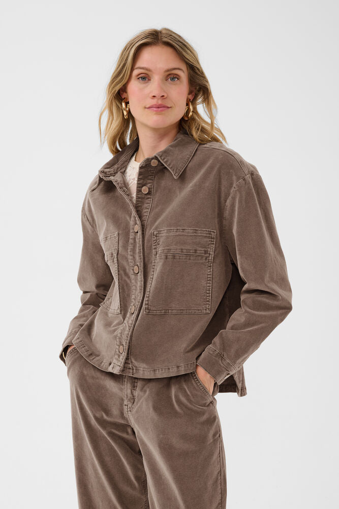 Cream Brady Corduroy Shirtjacket - Brown Lentil