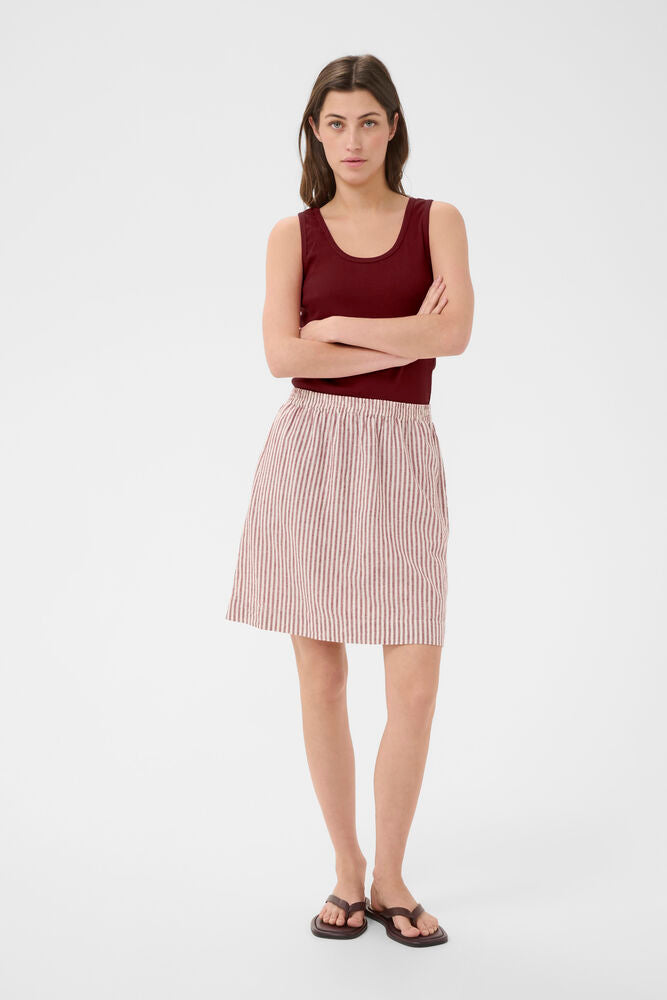 Part Two Birgitt Skirt -  Burnt Russet Stripe