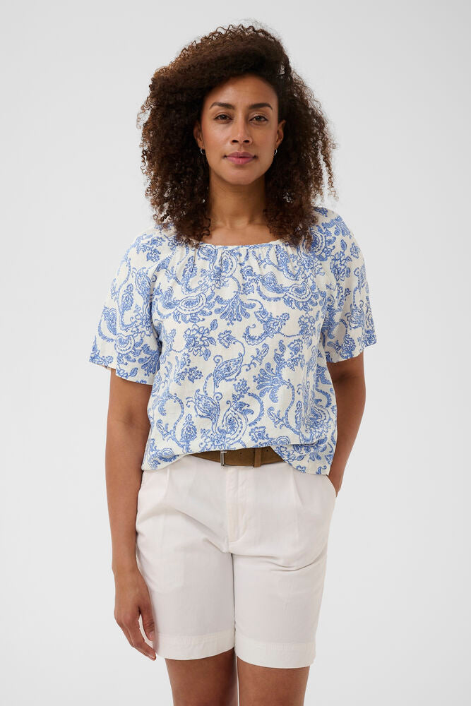 Part Two Bentha Blouse -  Blue Dot Paisley Print