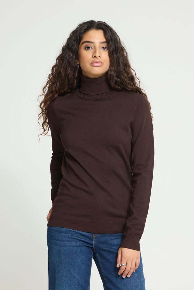 ICHI Luls Turtleneck Sweater - Chocolate Torte
