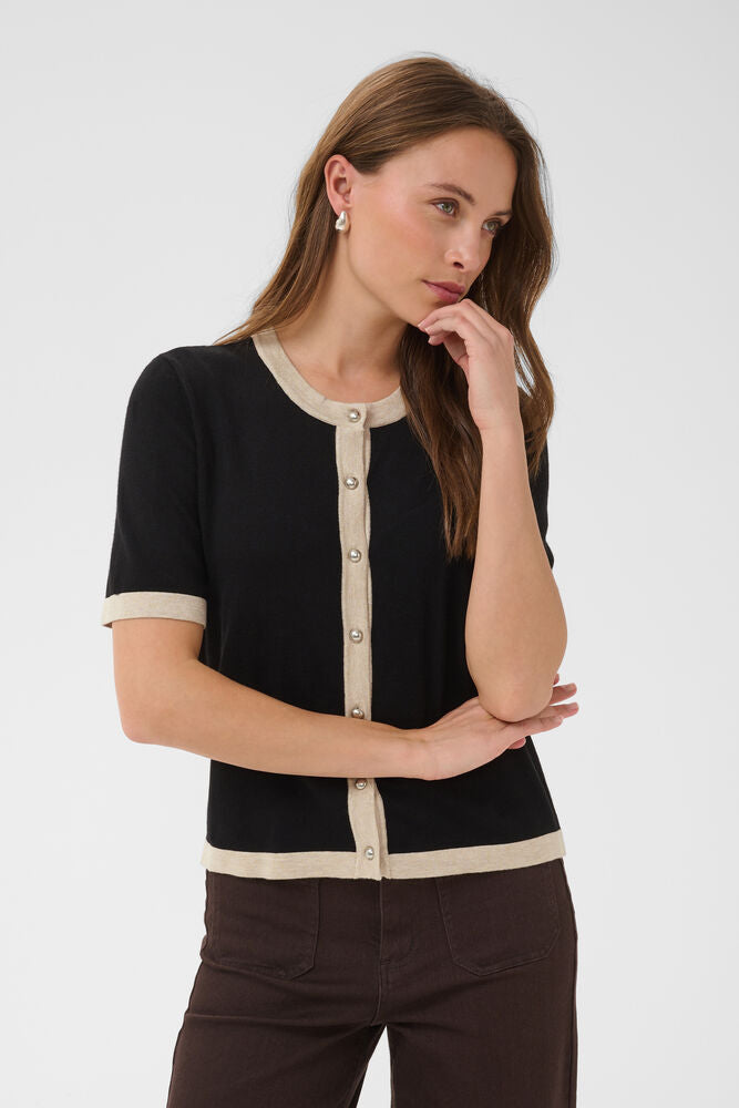 Kaffe Lizza Contrast Cardigan - Black