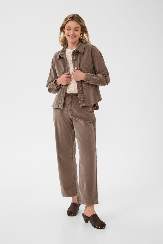 Cream Brady Corduroy Shirtjacket - Brown Lentil