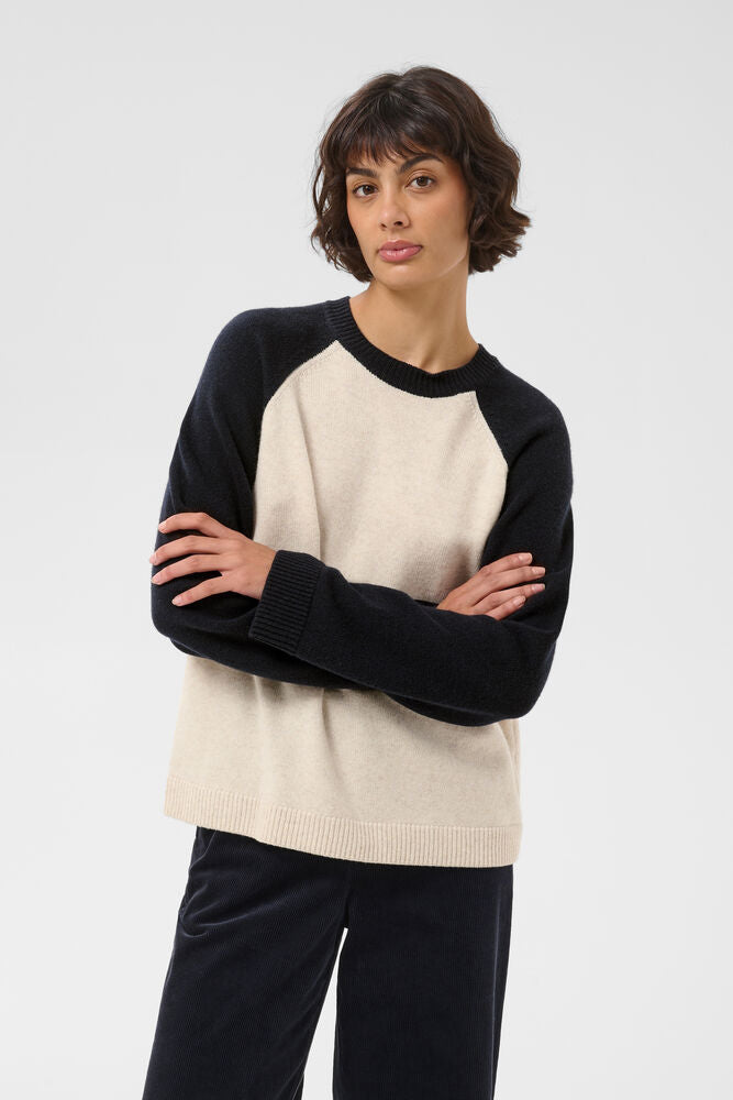 Part Two Cleo Pullover - Oatmeal/Navy Colorblock
