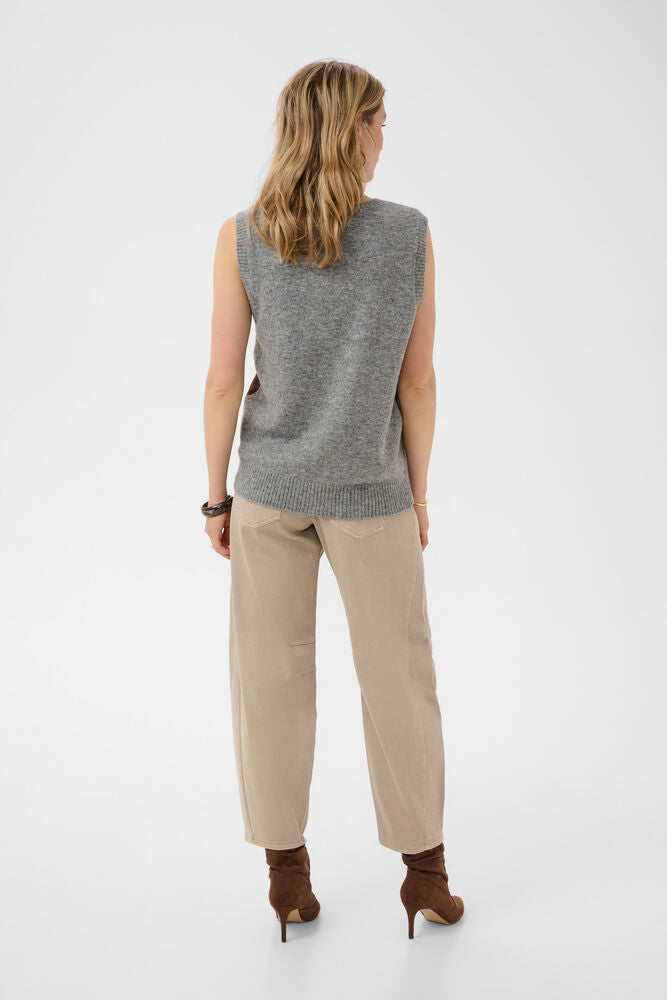 Cream Hope Knit Slipover - Grey Melange