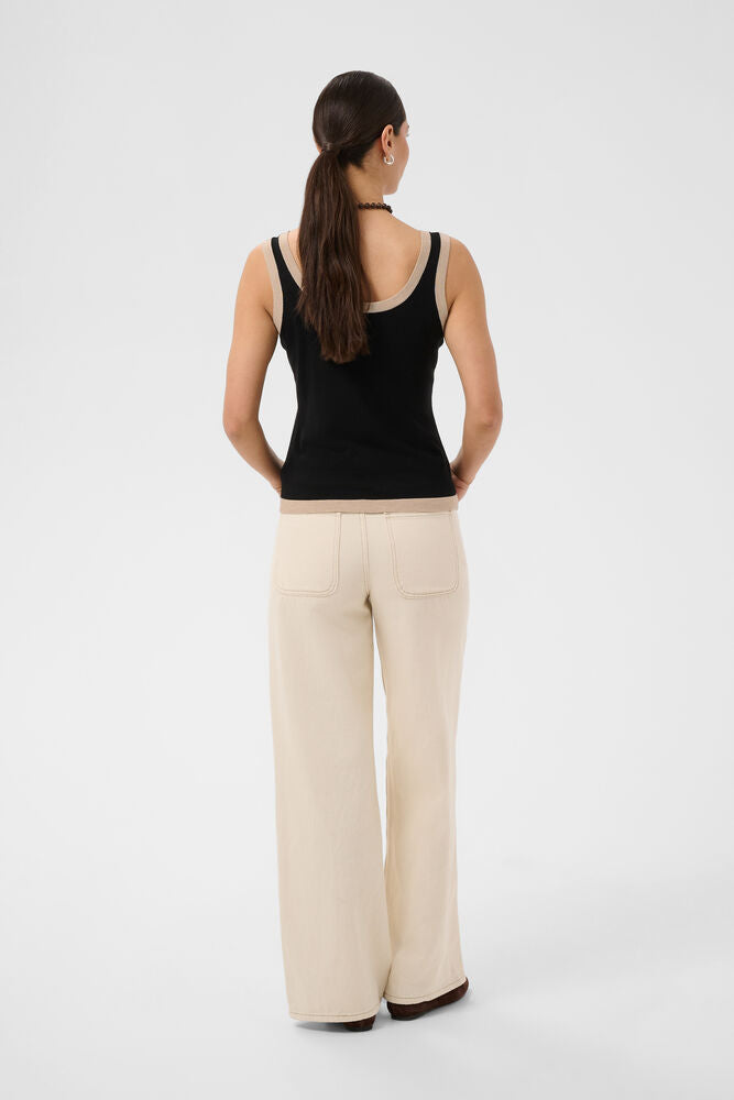 Kaffe Lizza Contrast Knit Top - Black