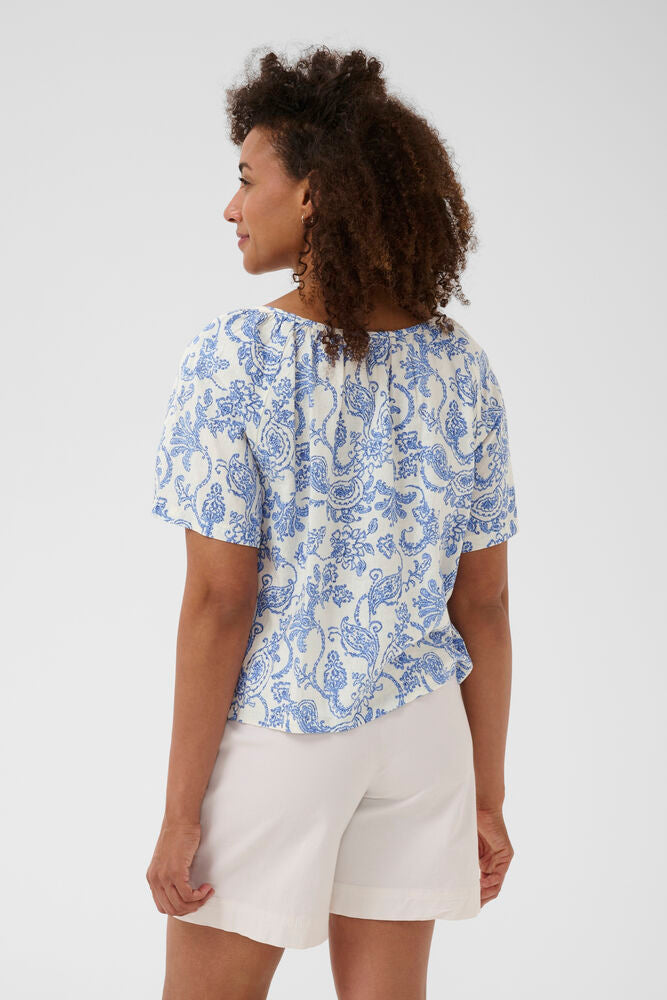 Part Two Bentha Blouse -  Blue Dot Paisley Print
