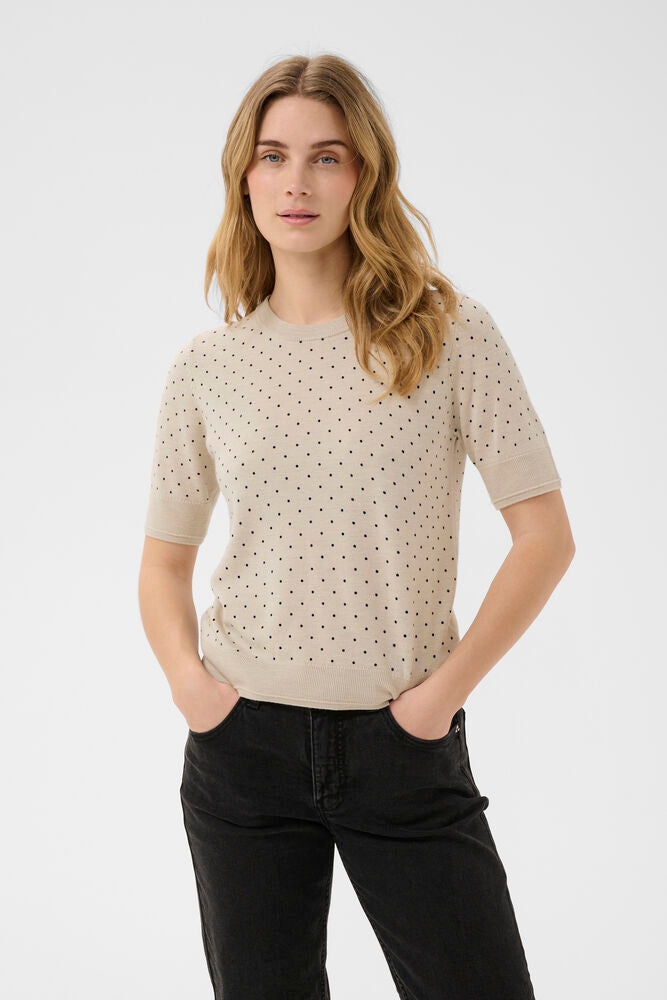 Part Two Natanya Pullover - Natural/Navy Dot