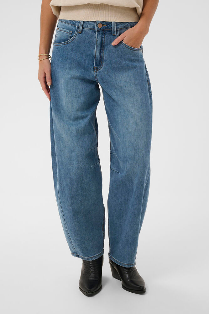 Cream Bahren Balloon Jeans - Dawson Medium Blue Denim
