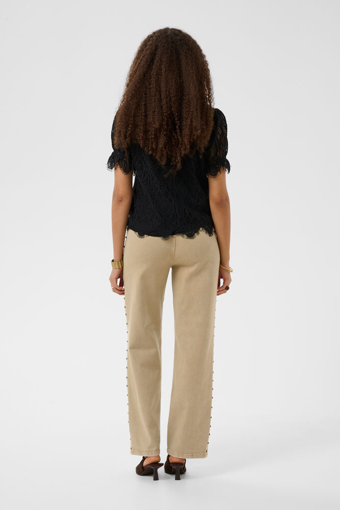Cream Dith Lace Blouse - Black