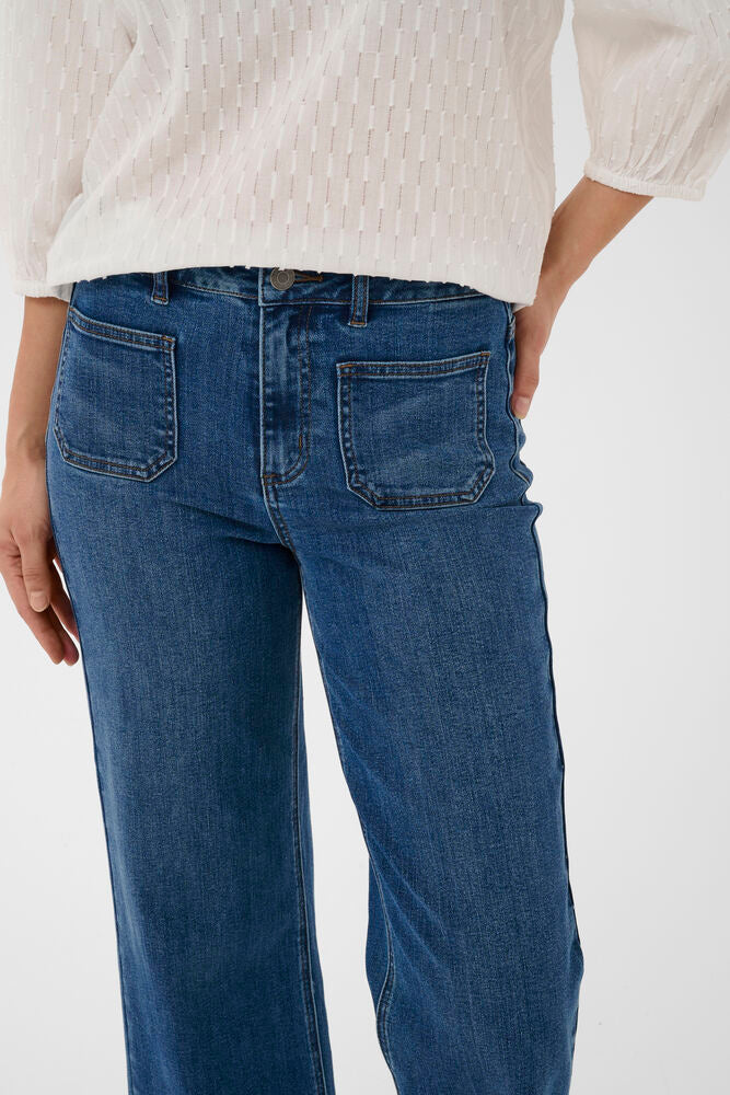 Kaffe Brook Cropped HW Jeans - Medium Blue Denim
