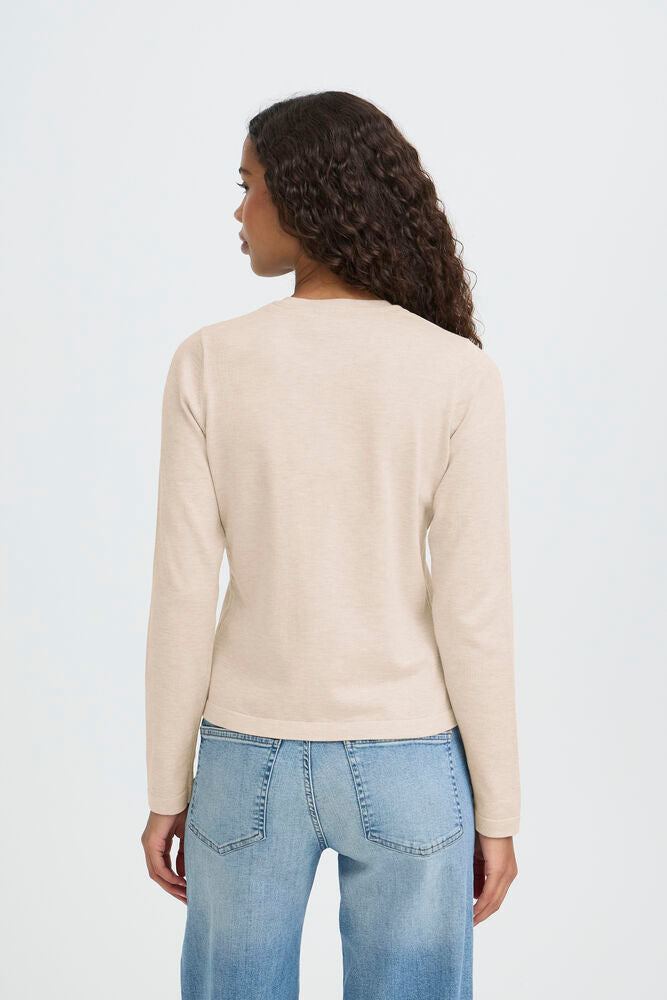 ICHI O-Neck Sweater - Oatmeal Melange