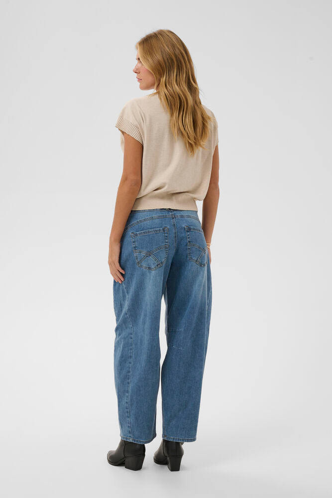 Cream Bahren Balloon Jeans - Dawson Medium Blue Denim