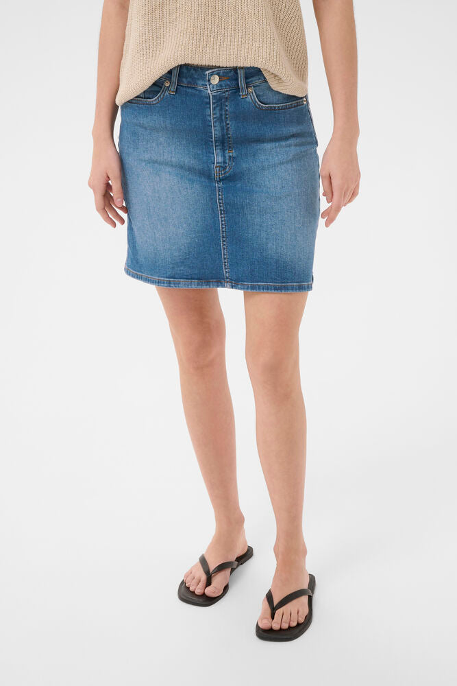 Part Two Belle Skirt - Medium Blue Denim