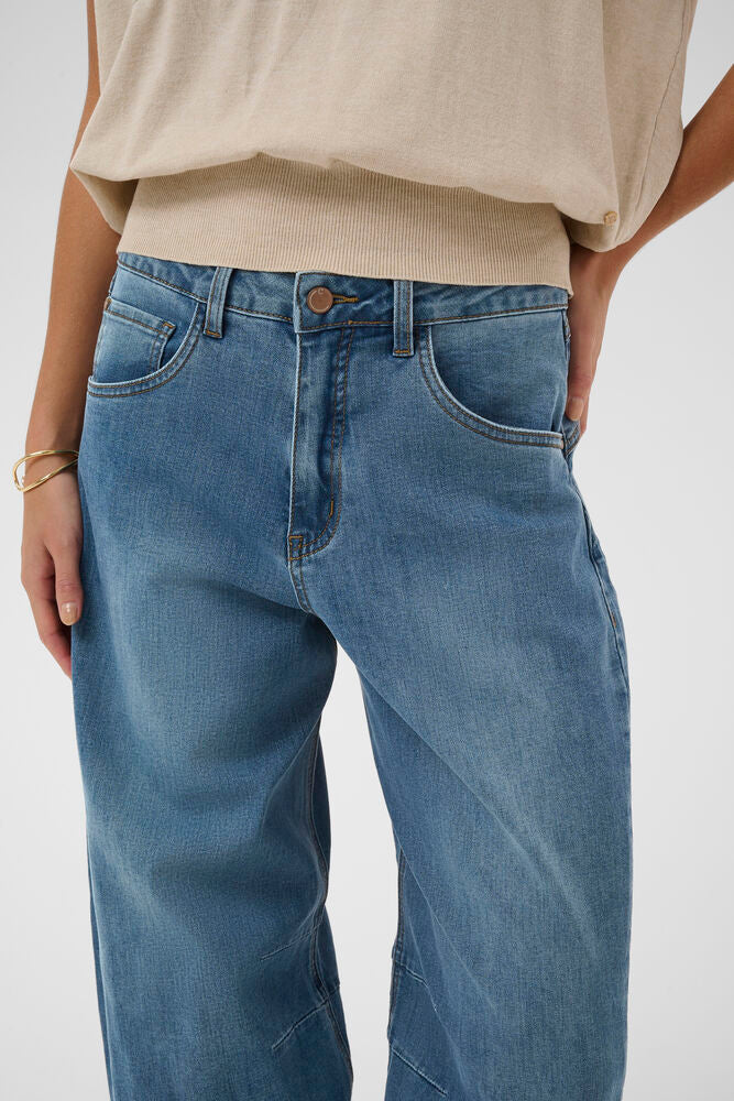 Cream Bahren Balloon Jeans - Dawson Medium Blue Denim