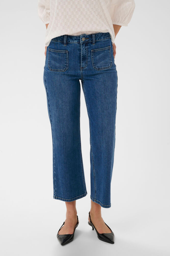 Kaffe Brook Cropped HW Jeans - Medium Blue Denim
