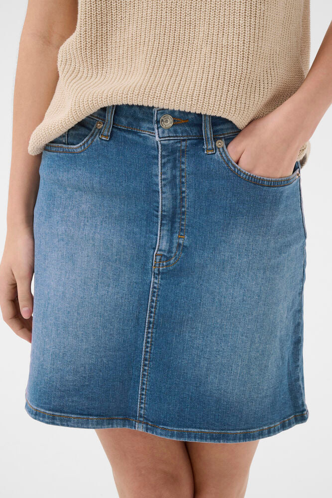 Part Two Belle Skirt - Medium Blue Denim