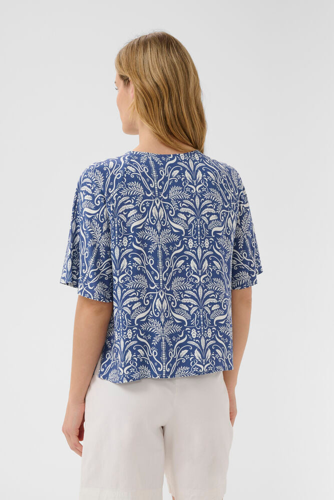 Part Two Berteline Blouse - Blue Block Print