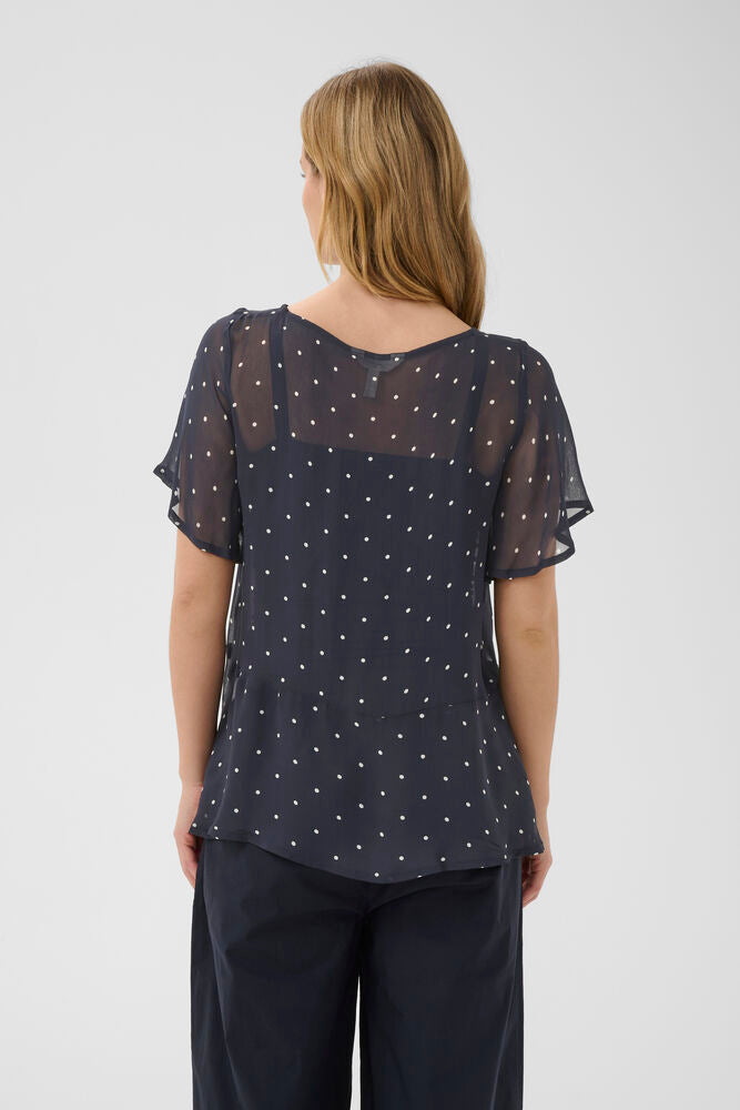 Part Two Dusine Blouse - Navy Dot Print