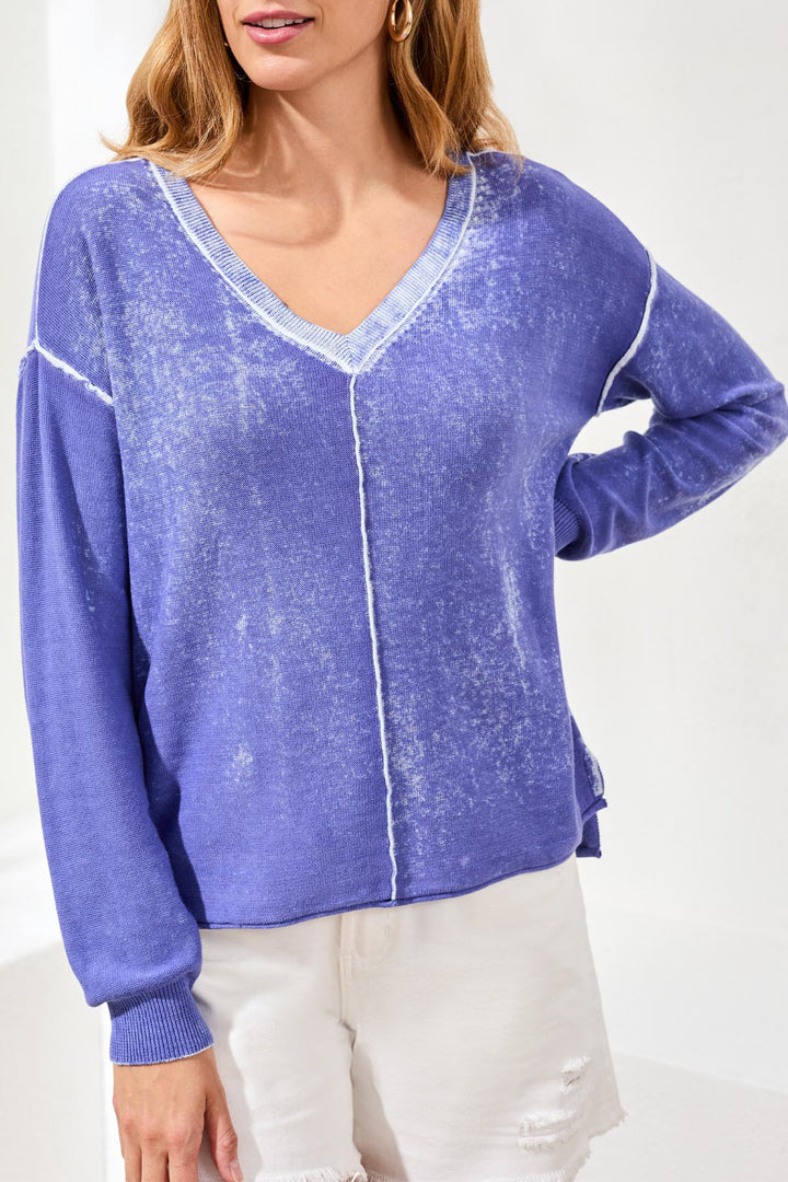 Tribal V-Neck Sweater - Baja Blue