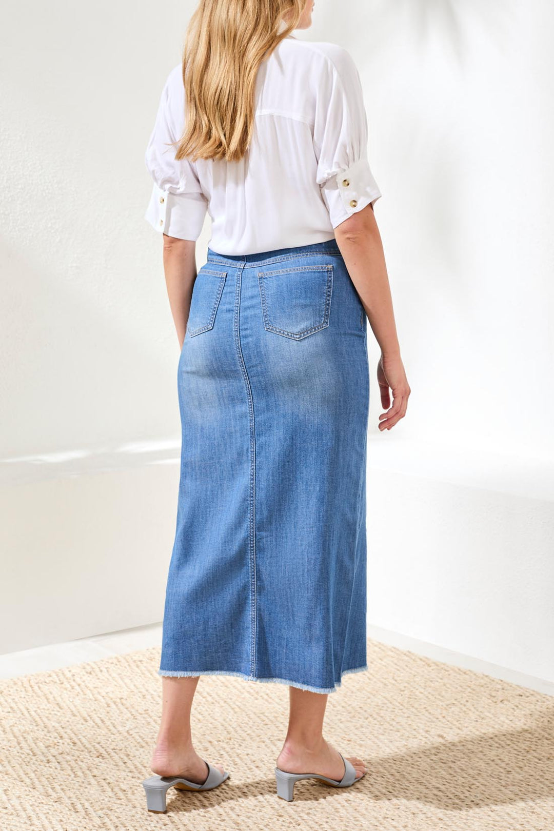 Tribal Full Length Denim Skirt - Fjord Blue