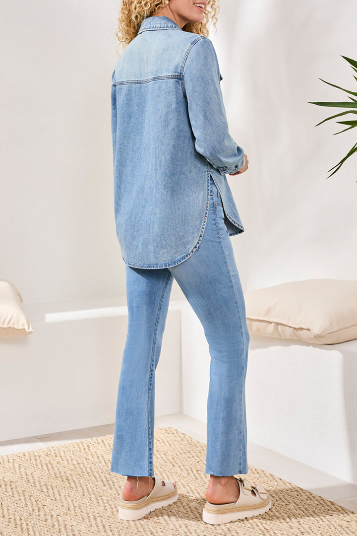 Tribal Classic Denim Shirt W/Roll Up Sleeves - Oceanwash