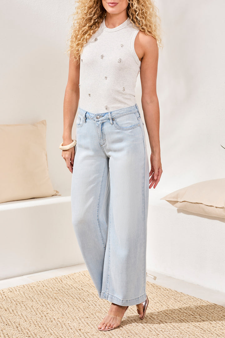 Tribal Audrey Hugging Flowy Wide Denim - Bondibeach