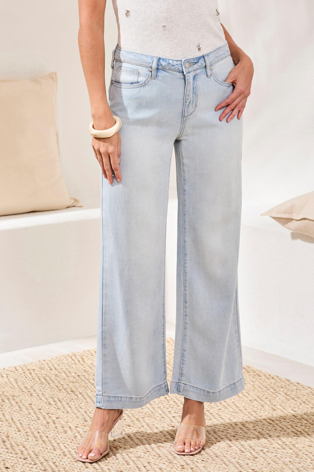 Tribal Audrey Hugging Flowy Wide Denim - Bondibeach