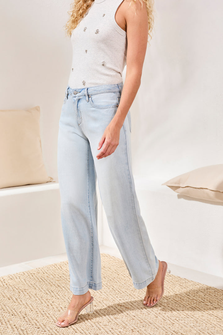 Tribal Audrey Hugging Flowy Wide Denim - Bondibeach