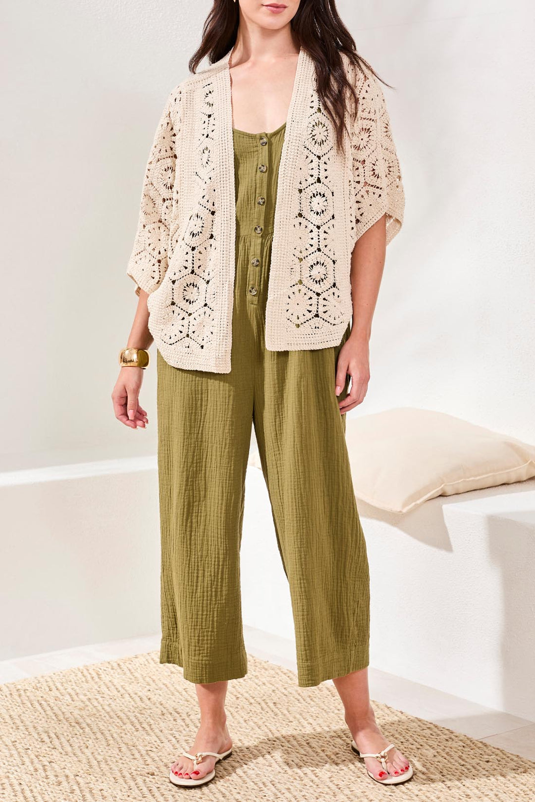 Tribal Crochet Cardigan - Natural