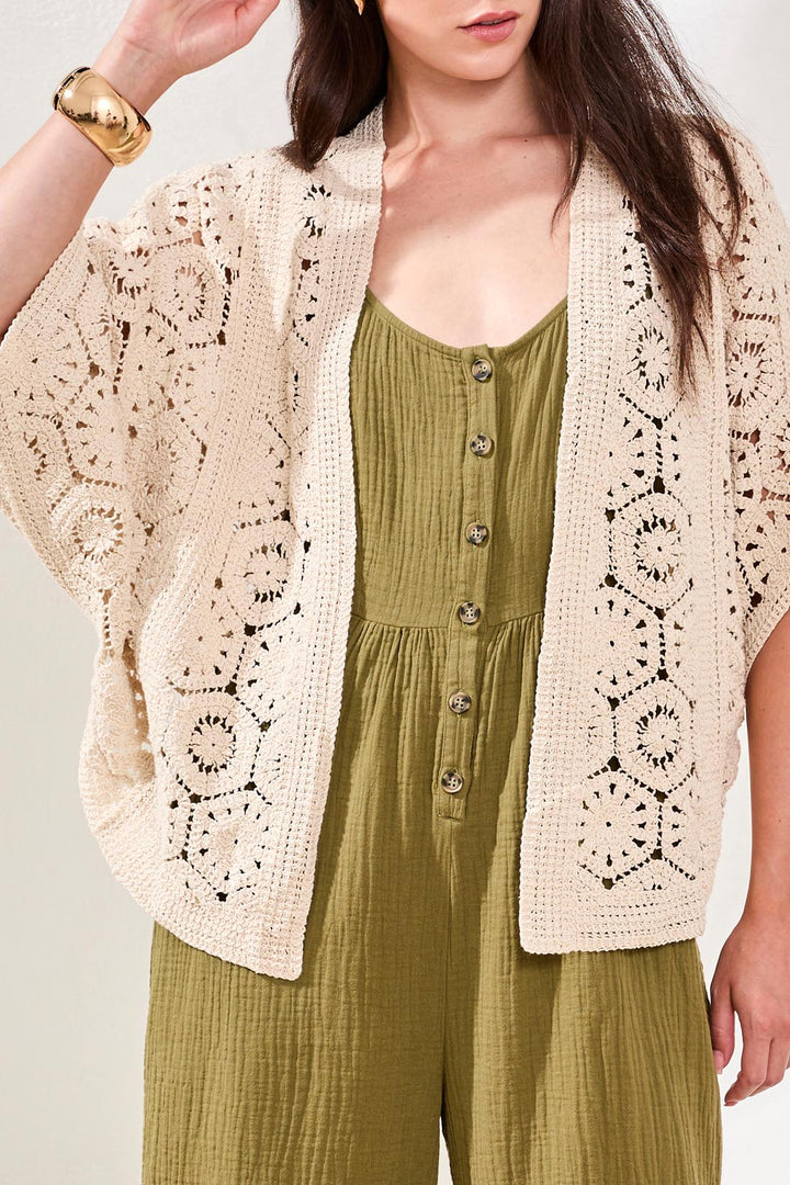 Tribal Crochet Cardigan - Natural