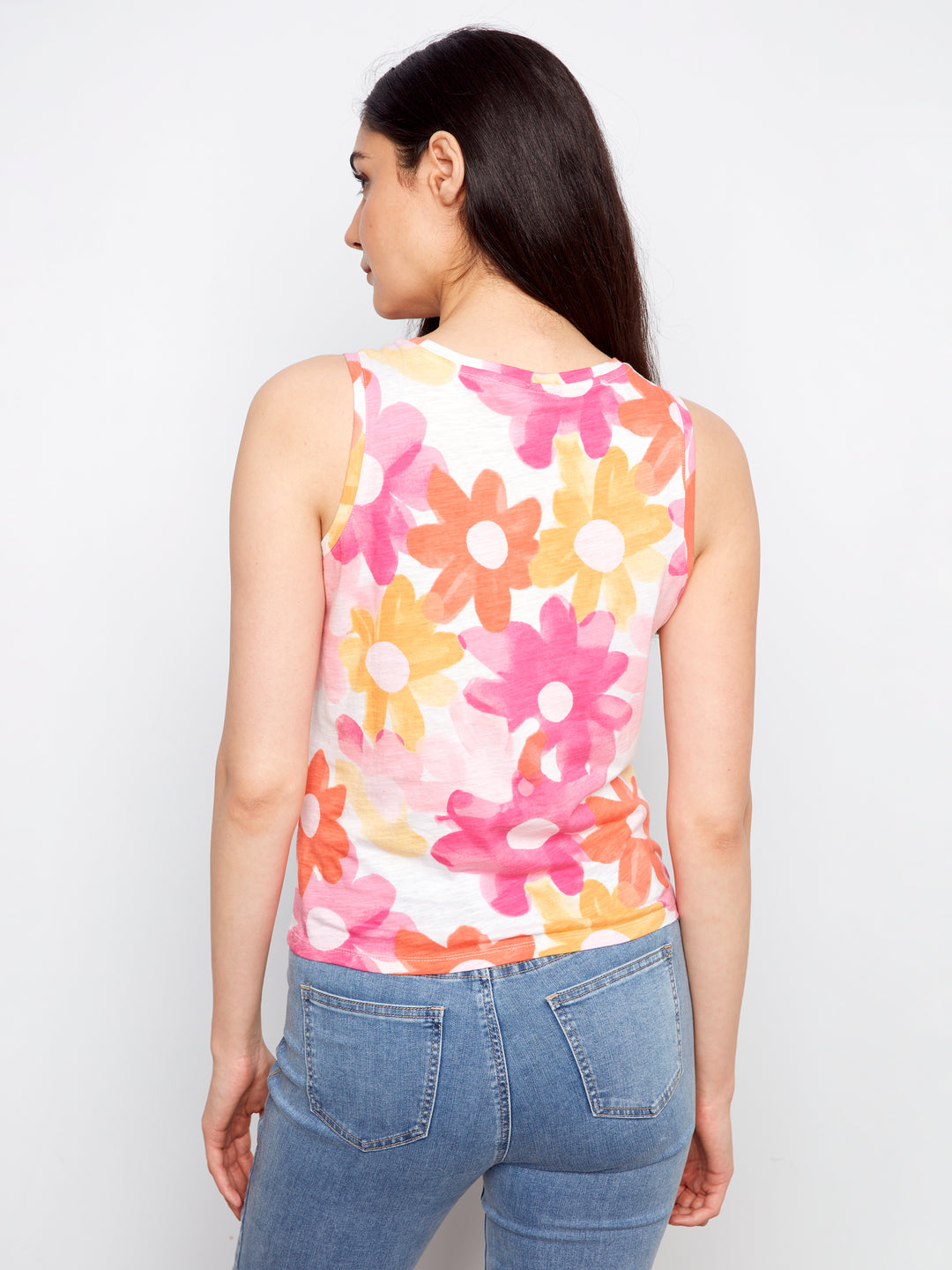 Charlie B Printed Organic Cotton Neck Twisted Hem at Front - Dandy