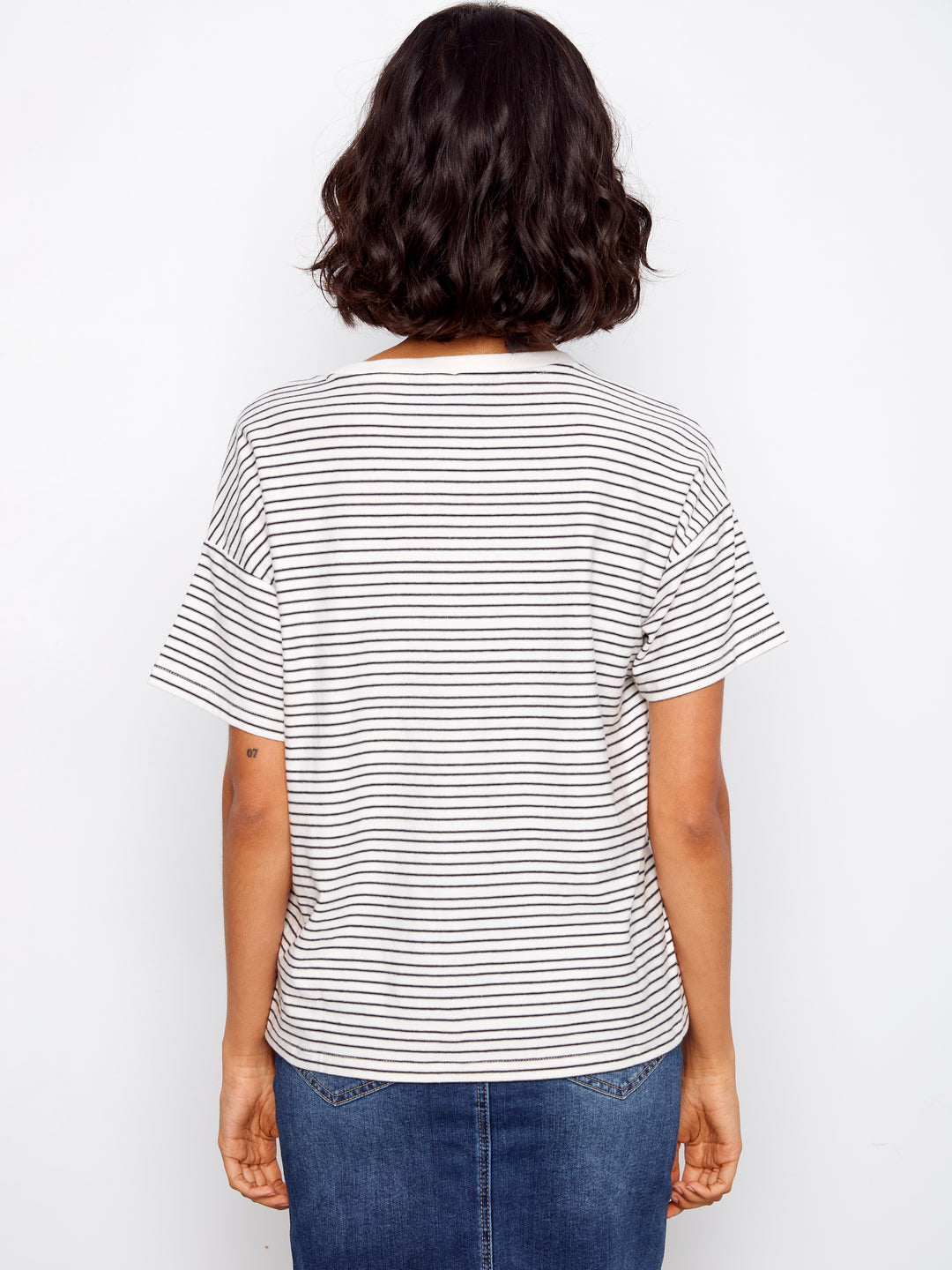 Charlie B Navy Short Sleeve Crew Neck T-Shirt w/ Embroid